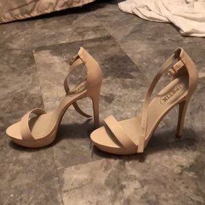 beige ankle strap heels!!